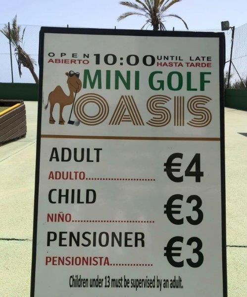 Mini GolfOasis Prices