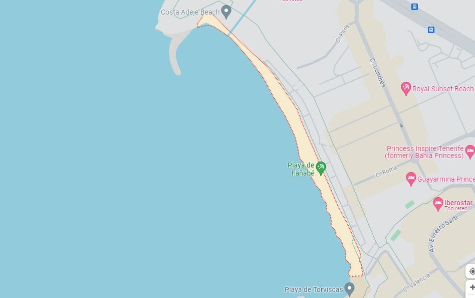Playa Fanabe map